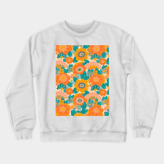 Orange Floral Print Crewneck Sweatshirt by Gigi Rosado